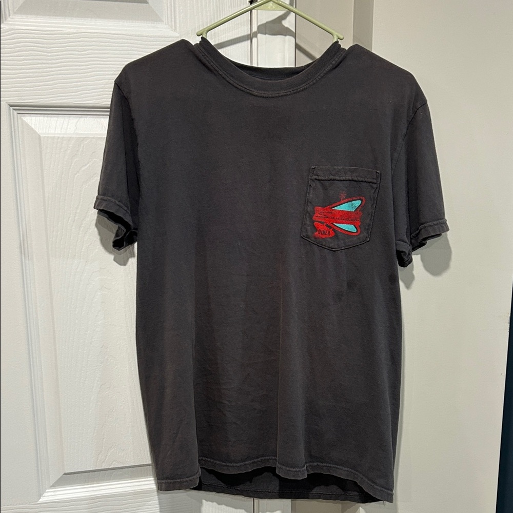 Comfort Colors Black Tee with Red and Teal Design